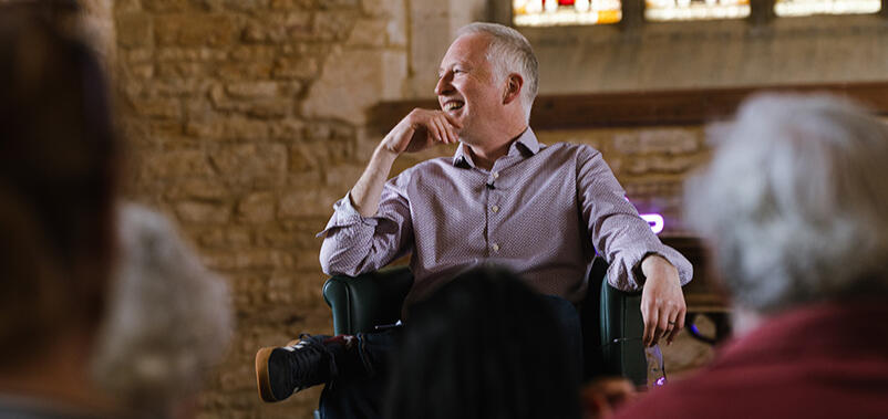 Tim Relf at a poetry reading